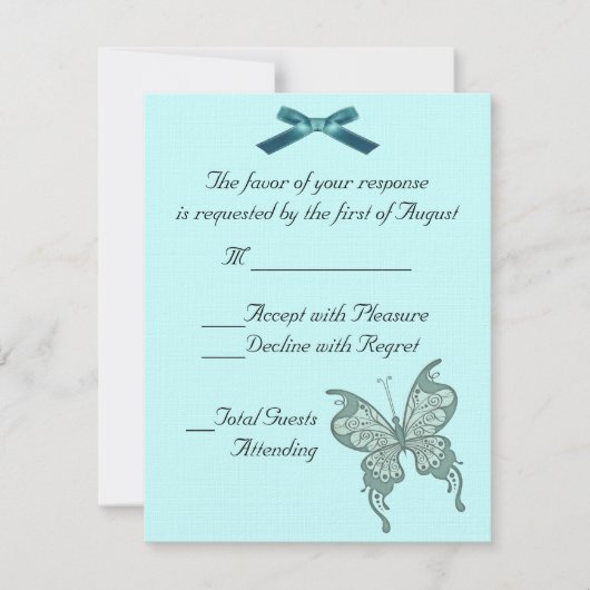 Carte RSVP de mariage papillon (Devant)