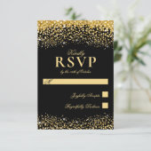 Carte RSVP de mariage Parties scintillant en or no (Debout devant)