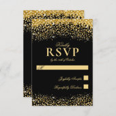 Carte RSVP de mariage Parties scintillant en or no (Devant / Derrière)
