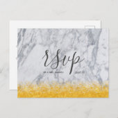 Carte Rsvp de mariage Parties scintillant or blanc (Devant / Derrière)