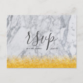 Carte Rsvp de mariage Parties scintillant or blanc (Devant)