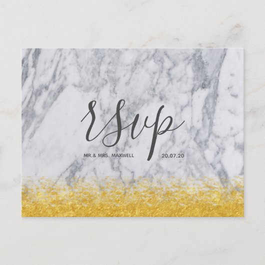 Carte Rsvp de mariage Parties scintillant or blanc (Devant)