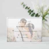 Carte RSVP de mariage photo minimaliste simple et (Debout devant)