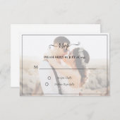 Carte RSVP de mariage photo minimaliste simple et (Devant / Derrière)