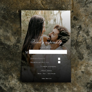 Carte RSVP de mariage photo moderne et habillage n
