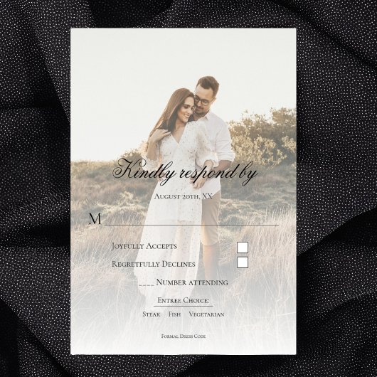 Carte RSVP de mariage photo moderne et superpositi