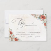 Carte RSVP de mariage Pinecone rouge hiver (Devant)
