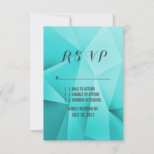 Carte RSVP de mariage pour bijoux Aqua (Devant)