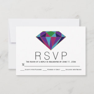 Carte RSVP de mariage pour bijoux en diamant géomé