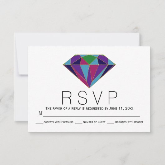 Carte RSVP de mariage pour bijoux en diamant géomé (Devant)