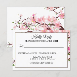 Carte RSVP de mariage pour cerise de printemps