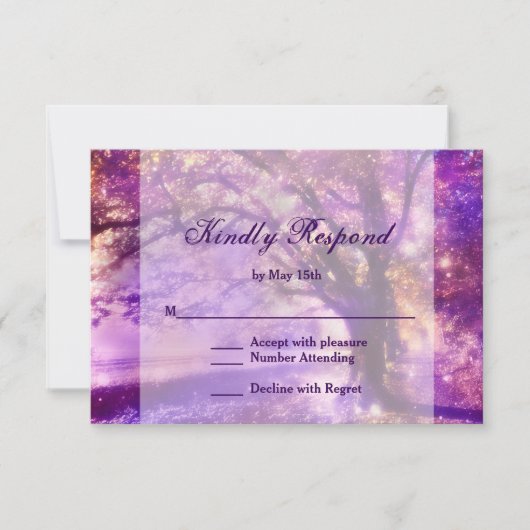 Carte RSVP de mariage pour chêne violet rustique (Devant)
