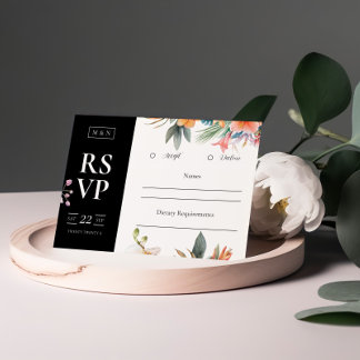 Carte RSVP de mariage pour choeur tropical