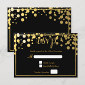 Carte RSVP de mariage pour Confetti à huile d'or (Devant / Derrière)