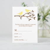 Carte RSVP de mariage pour deux oiseaux jaunes (Debout devant)