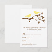 Carte RSVP de mariage pour deux oiseaux jaunes (Devant / Derrière)