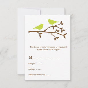 Carte RSVP de mariage pour deux oiseaux verts
