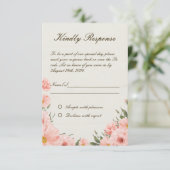 Carte RSVP de mariage pour fleurs d'aquarelle rose (Debout devant)