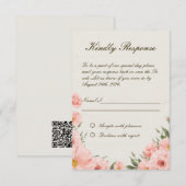 Carte RSVP de mariage pour fleurs d'aquarelle rose (Devant / Derrière)