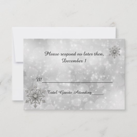 Carte RSVP de mariage pour flocon de neige d'hiver (Devant)