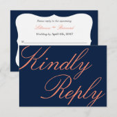 Carte RSVP de mariage pour la calligraphie marine (Devant / Derrière)
