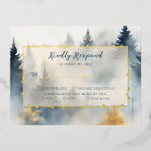 Carte RSVP de mariage pour la forêt de pins d'hive (Recto)
