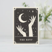 Carte RSVP de mariage pour la lune de tarot de Boh (Debout devant)