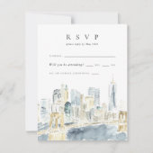 Carte RSVP de mariage pour l'aquarelle Skyline de  (Devant)