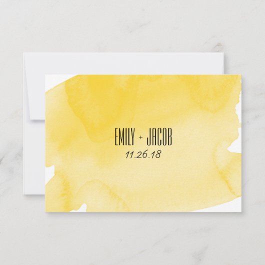 Carte RSVP de mariage pour lave-linge couleur jaun (Dos)