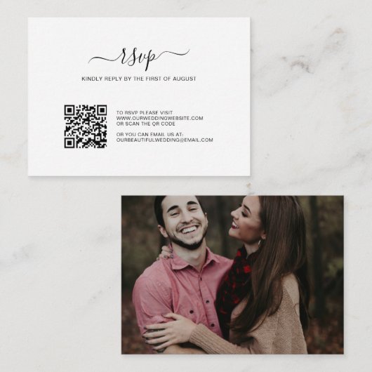 Carte RSVP de mariage pour le budget de code QR si (Devant / Derrière)
