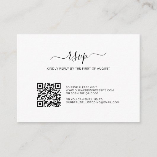 Carte RSVP de mariage pour le budget de code QR si (Devant)