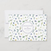Carte RSVP de mariage pour le jardin de fleurs ble (Dos)