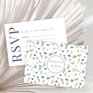 Carte RSVP de mariage pour le jardin de fleurs ble