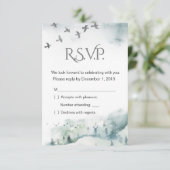 Carte RSVP de mariage pour les bois d'hiver (Debout devant)