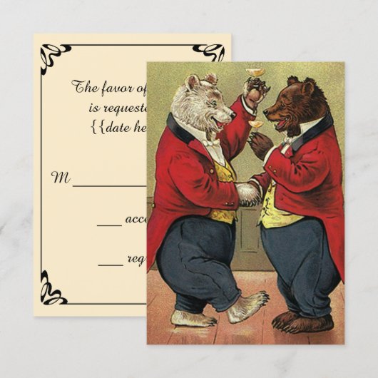 Carte RSVP de mariage pour les ours de danse victo (Devant / Derrière)