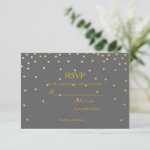 Carte RSVP de mariage pour les points Confetti Gri (Debout devant)
