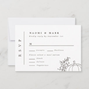 Carte RSVP de mariage pour les vignes citrouilles