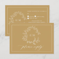 Carte RSVP de mariage pour monogramme de crête dor