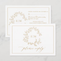 Carte RSVP de mariage pour monogramme de crête dor