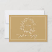 Carte RSVP de mariage pour monogramme de crête dor (Devant)