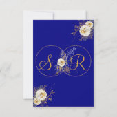 Carte RSVP de mariage pour monogramme or bleu mari (Dos)