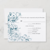 Carte RSVP de mariage pour oiseaux et tourbillons (Dos)