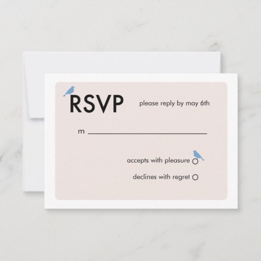 Carte RSVP de mariage pour oiseaux moderne - bleu (Devant)