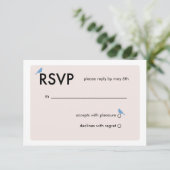 Carte RSVP de mariage pour oiseaux moderne - bleu (Debout devant)