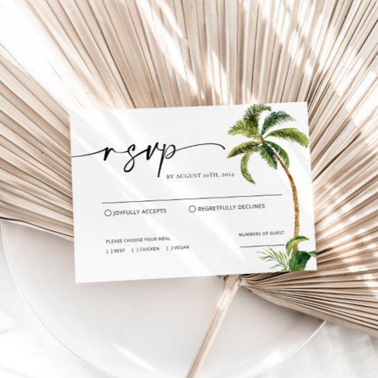 Carte RSVP de mariage pour palmiers tropicaux