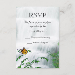 Carte RSVP de mariage pour papillon et cascade