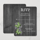 Carte RSVP de mariage pour papillon rustique vert (Devant / Derrière)