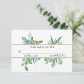 Carte RSVP de mariage pour printemps vert et or (Debout devant)