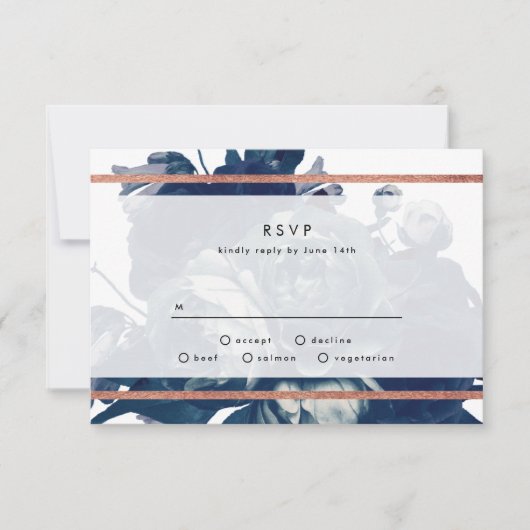 Carte RSVP de mariage pour Rose de la Marine (Devant)