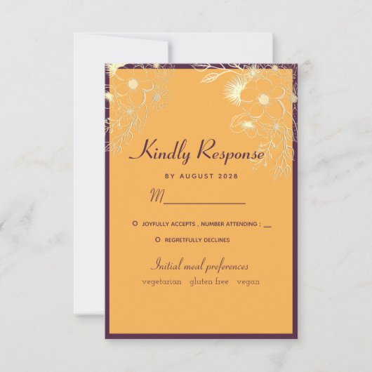 Carte RSVP de mariage pour tons bijoux (Devant)